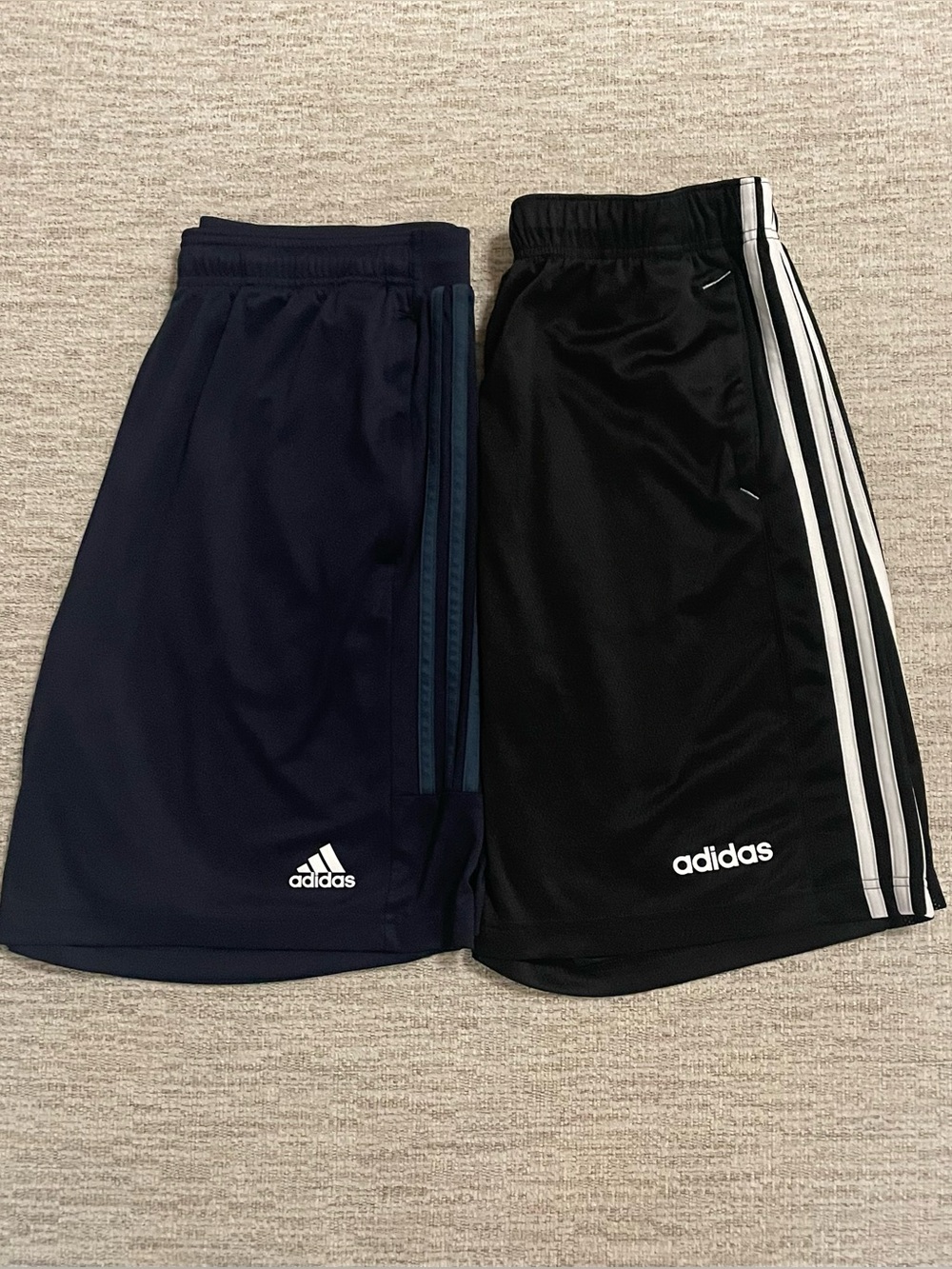 Adidas Mens L 2 Pack Shorts Black Navy Climalite Aeroready 3 Stripe EUC - Picture 15 of 16